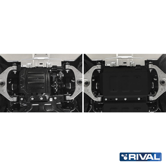 Ford Ranger Raptor (2019) RIVAL 4x4 engine skid plate – underbody protection installed view
