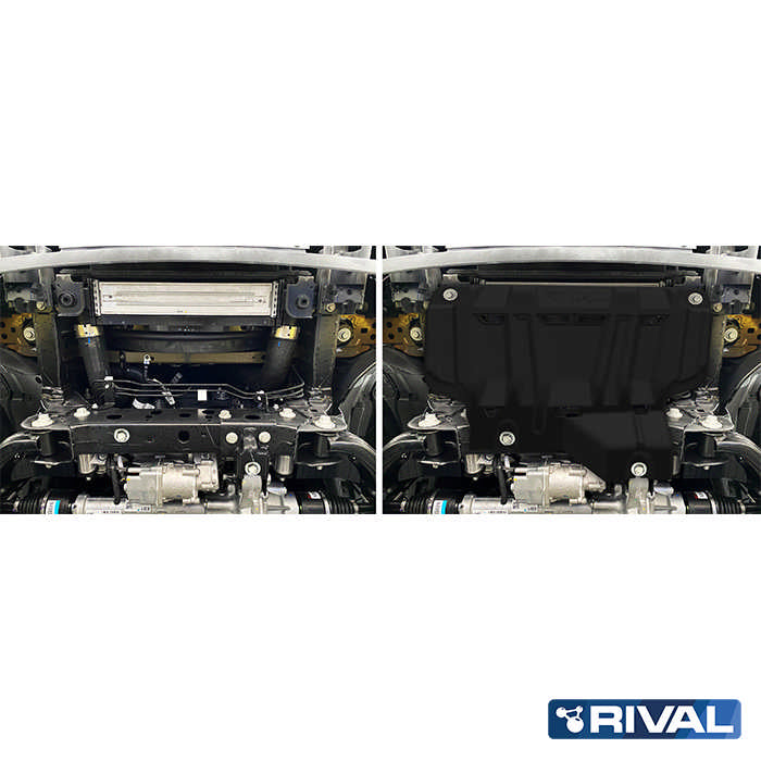 Ford Ranger (2022) RIVAL 4x4 radiator skid plate – underbody protection installed view