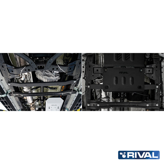 Ford Ranger (2022) RIVAL 4x4 transfer case skid plate – underbody protection installed view
