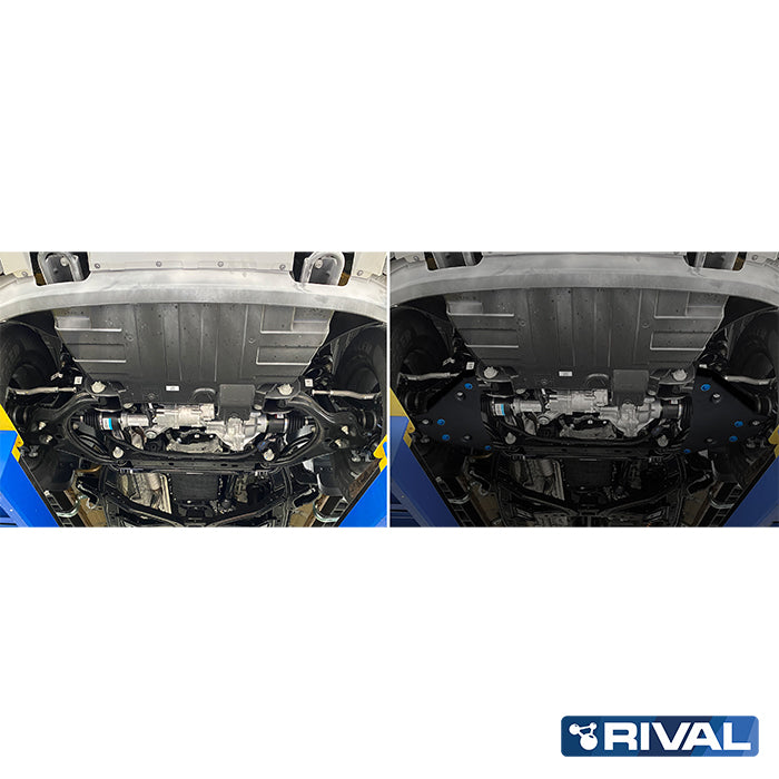 Ford Ranger (2022) RIVAL 4x4 skid plate – underbody protection installed view