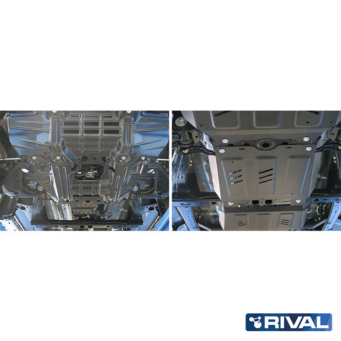 Toyota Hilux Revo – Gearbox RIVAL 4x4 gearbox skid plate – underbody protection installed view