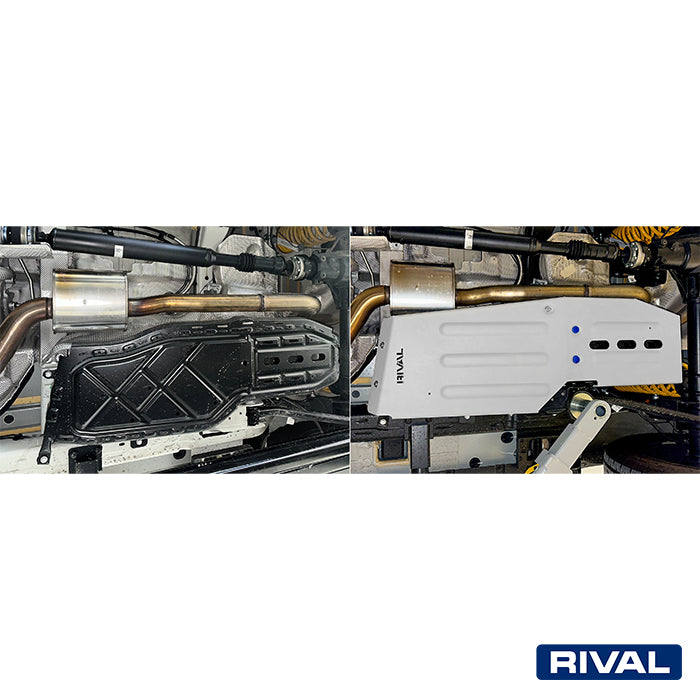 INEOS Grenadier – Fuel Tank RIVAL 4x4 fuel tank skid plate – underbody protection installed view