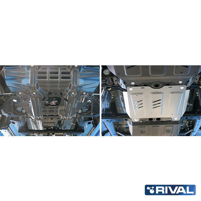 Toyota Hilux Revo – Gearbox RIVAL 4x4 gearbox skid plate – underbody protection installed view