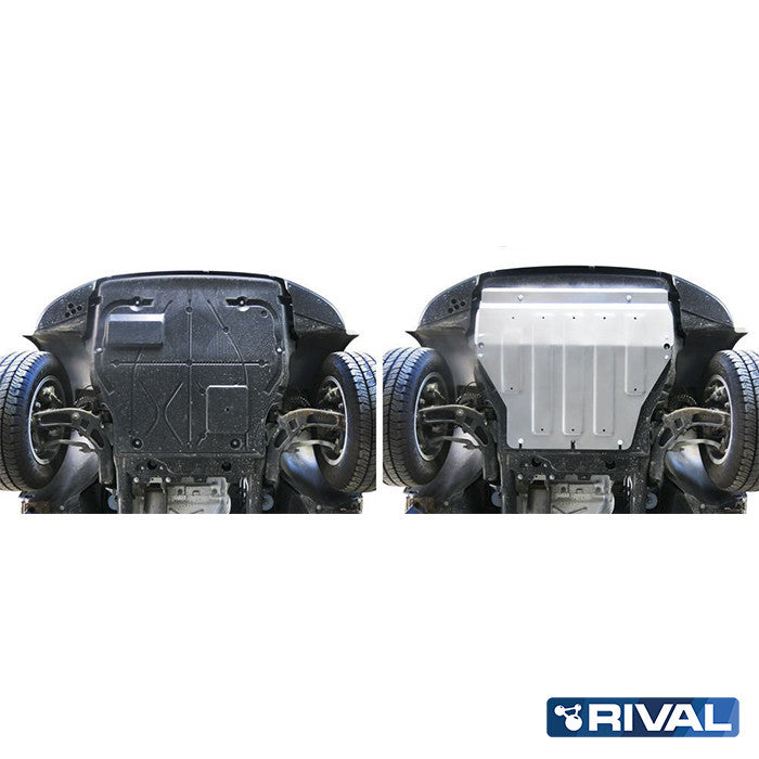 Volkswagen T5 – Engine & Gearbox RIVAL 4x4 engine & gearbox skid plate – underbody protection installed view