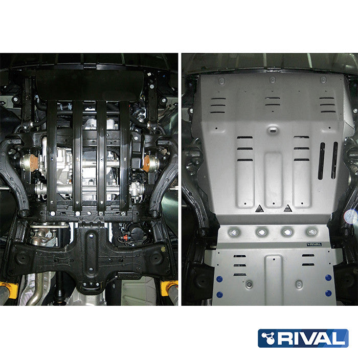 Volkswagen Amarok (2010-up) RIVAL 4x4 radiator & engine skid plate – underbody protection installed view