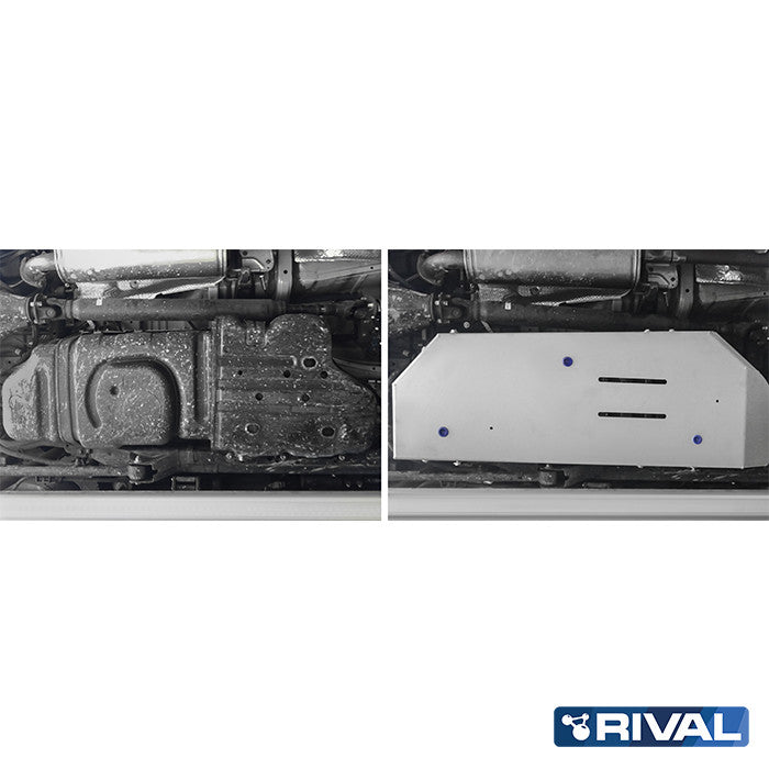 Toyota Land Cruiser 150 – Fuel Tank RIVAL 4x4 fuel tank skid plate – underbody protection installed view