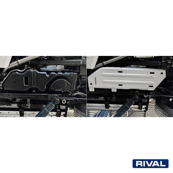 Toyota Land Cruiser 250 – Fuel Tank RIVAL 4x4 fuel tank skid plate – underbody protection installed view