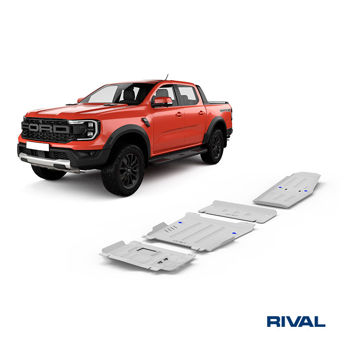 Ford Ranger Raptor (2022) RIVAL 4x4 skid plate – underbody protection installed view