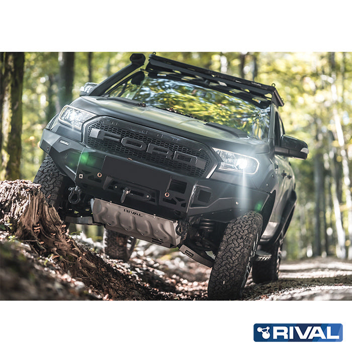 Ford Ranger RIVAL 4x4 aluminum front bumper – off-road protection installed view