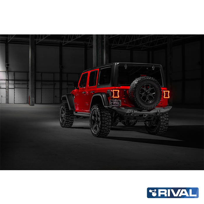 Jeep Wrangler RIVAL 4x4 aluminum rear bumper – off-road protection installed view