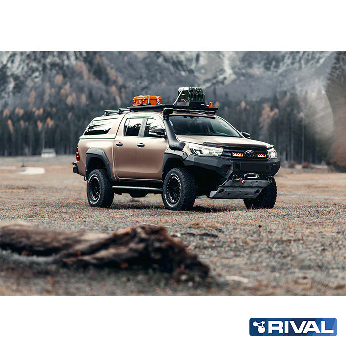 Toyota Hilux Revo RIVAL 4x4 aluminum front bumper – off-road protection detail view