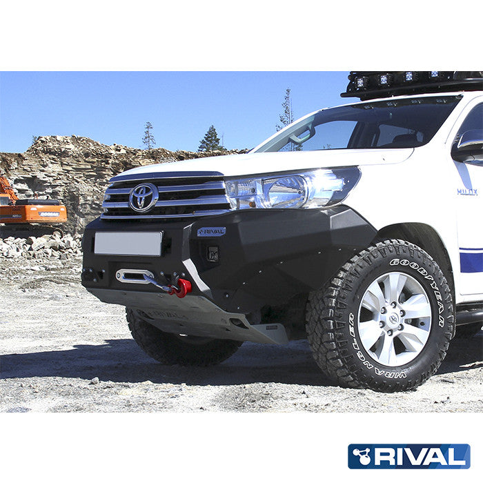 Toyota Hilux Revo RIVAL 4x4 aluminum front bumper – off-road protection installed view