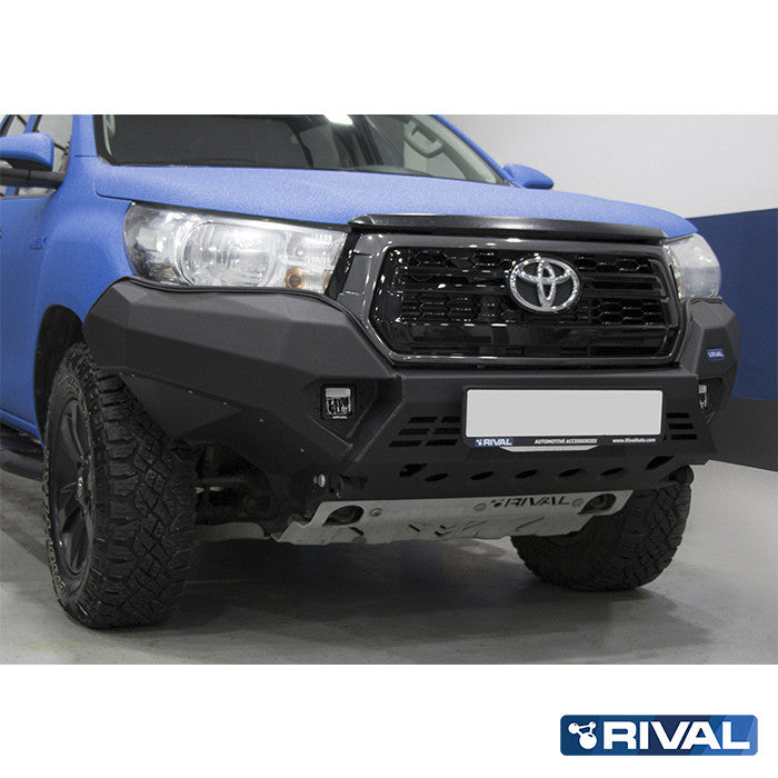 Toyota Hilux Revo RIVAL 4x4 aluminum front bumper – off-road protection installed view