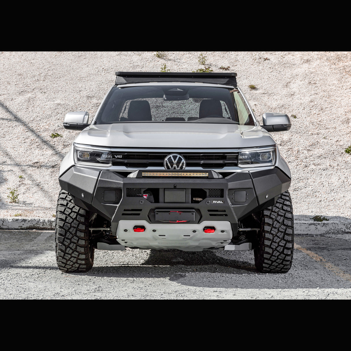 Volkswagen Amarok (2023-up) RIVAL 4x4 aluminum front bumper – off-road protection detail view