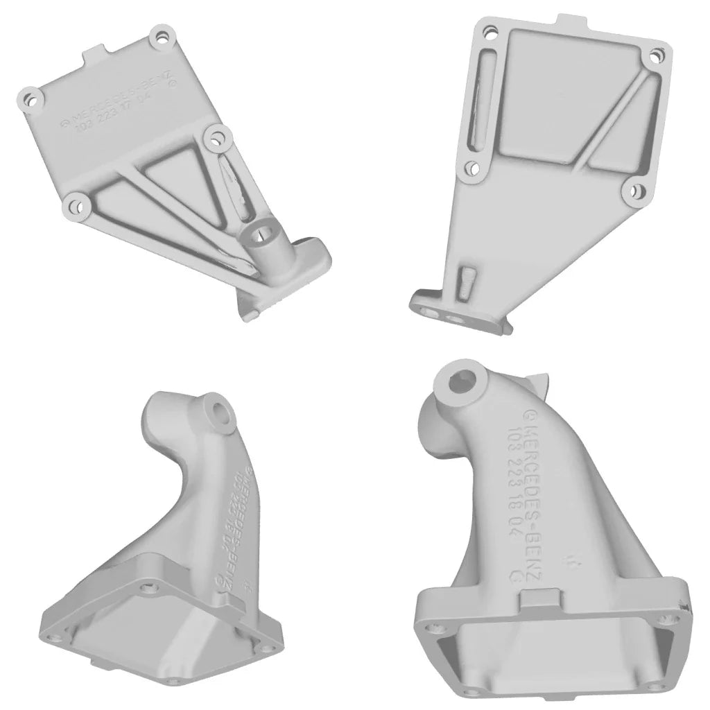 Overland-G engine mount kit showing W463 chassis mounts for OM648 diesel engine