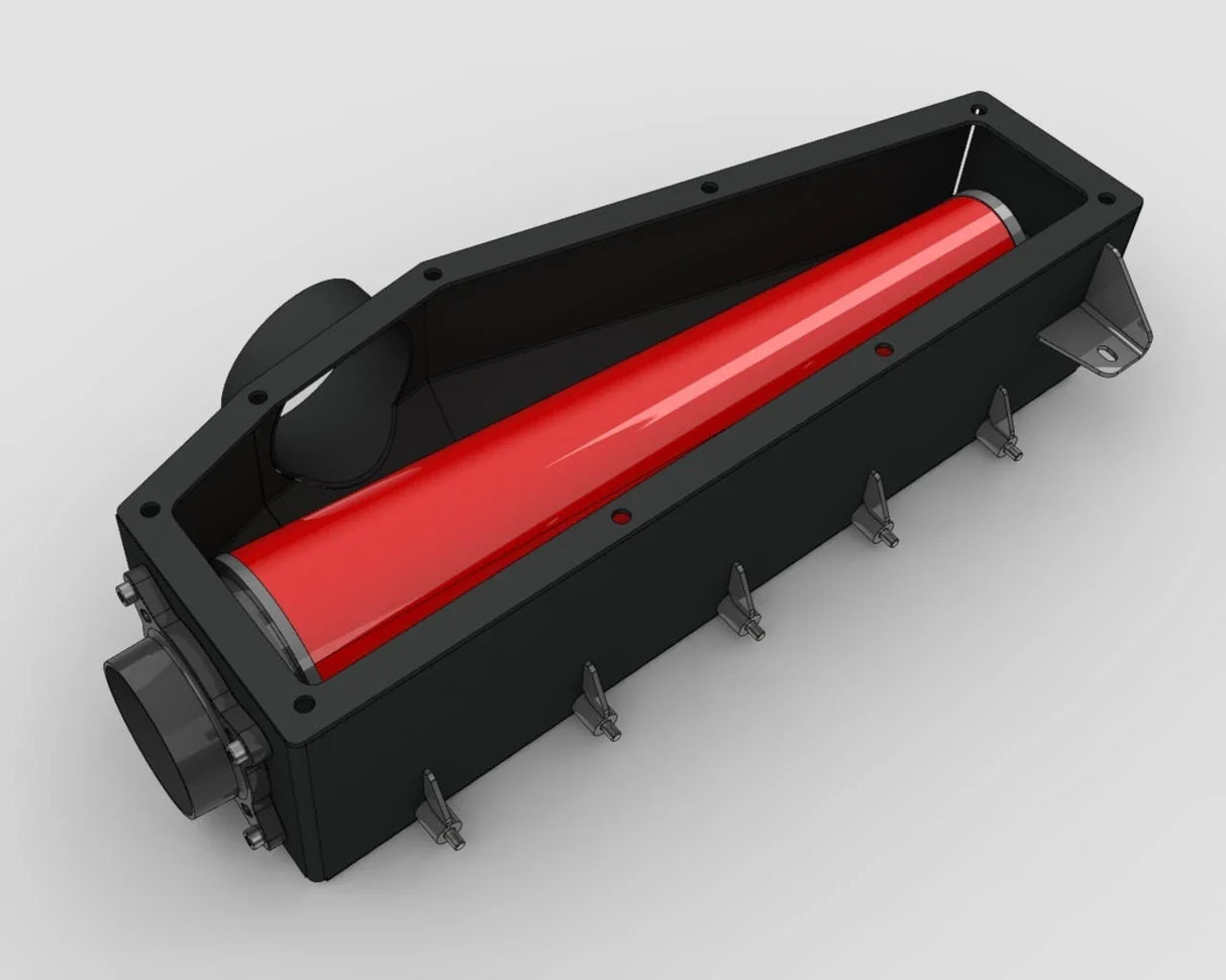 Overland-G expedition airbox 3D render top-down view showing lid and intake port