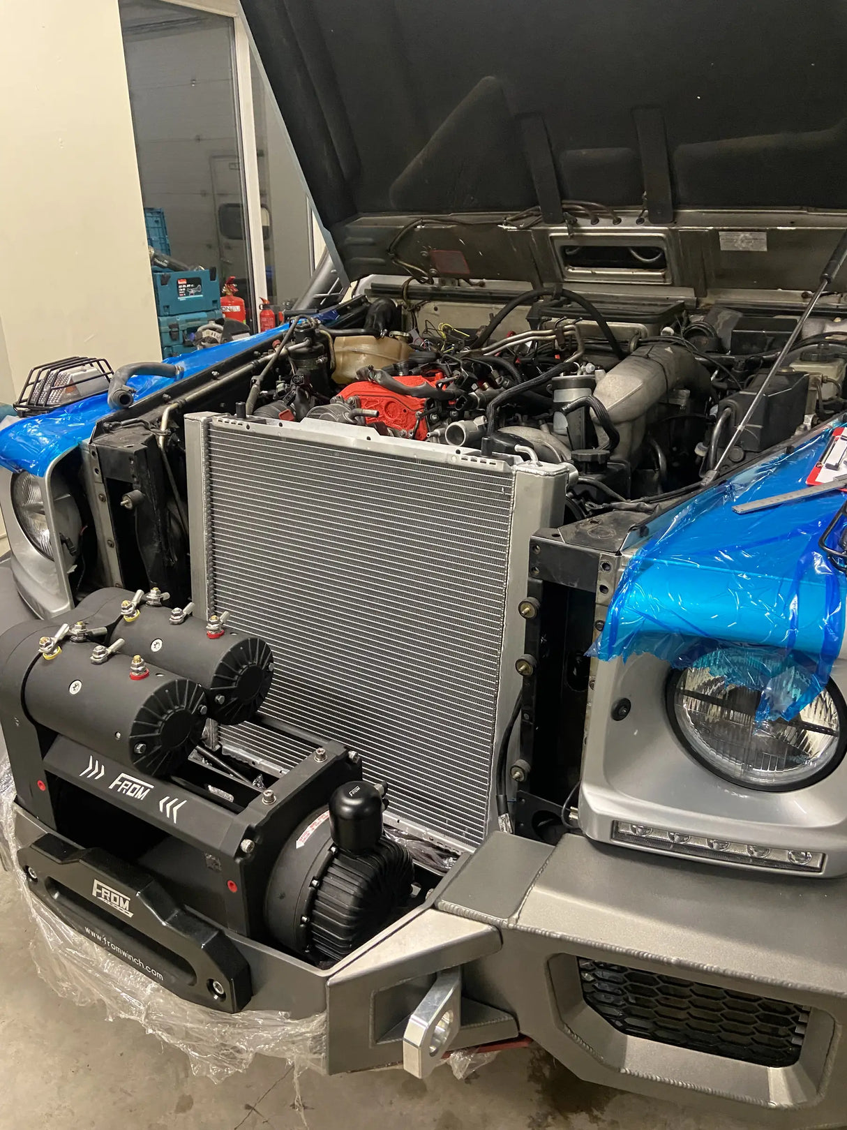 Overland-G expedition cooling kit radiator size comparison showing upgrade dimensions