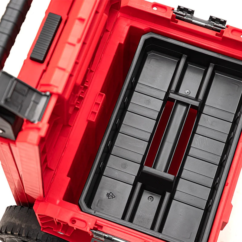 Qbrick PRO cart 2.0 Plus red ultra HD tray on cart with Shopify ID