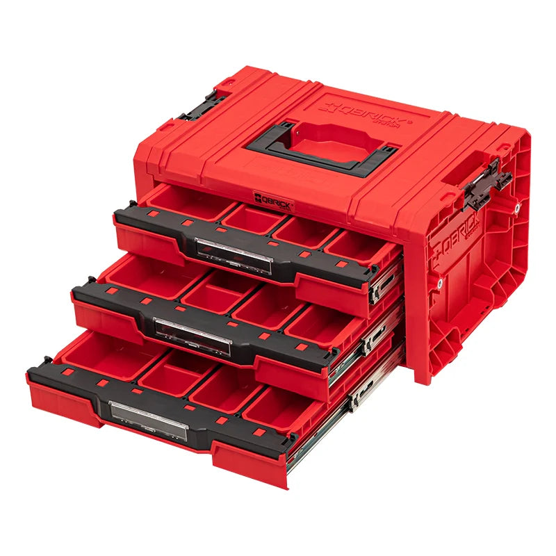 Qbrick PRO Drawer Toolbox 3-drawer – fully open drawers