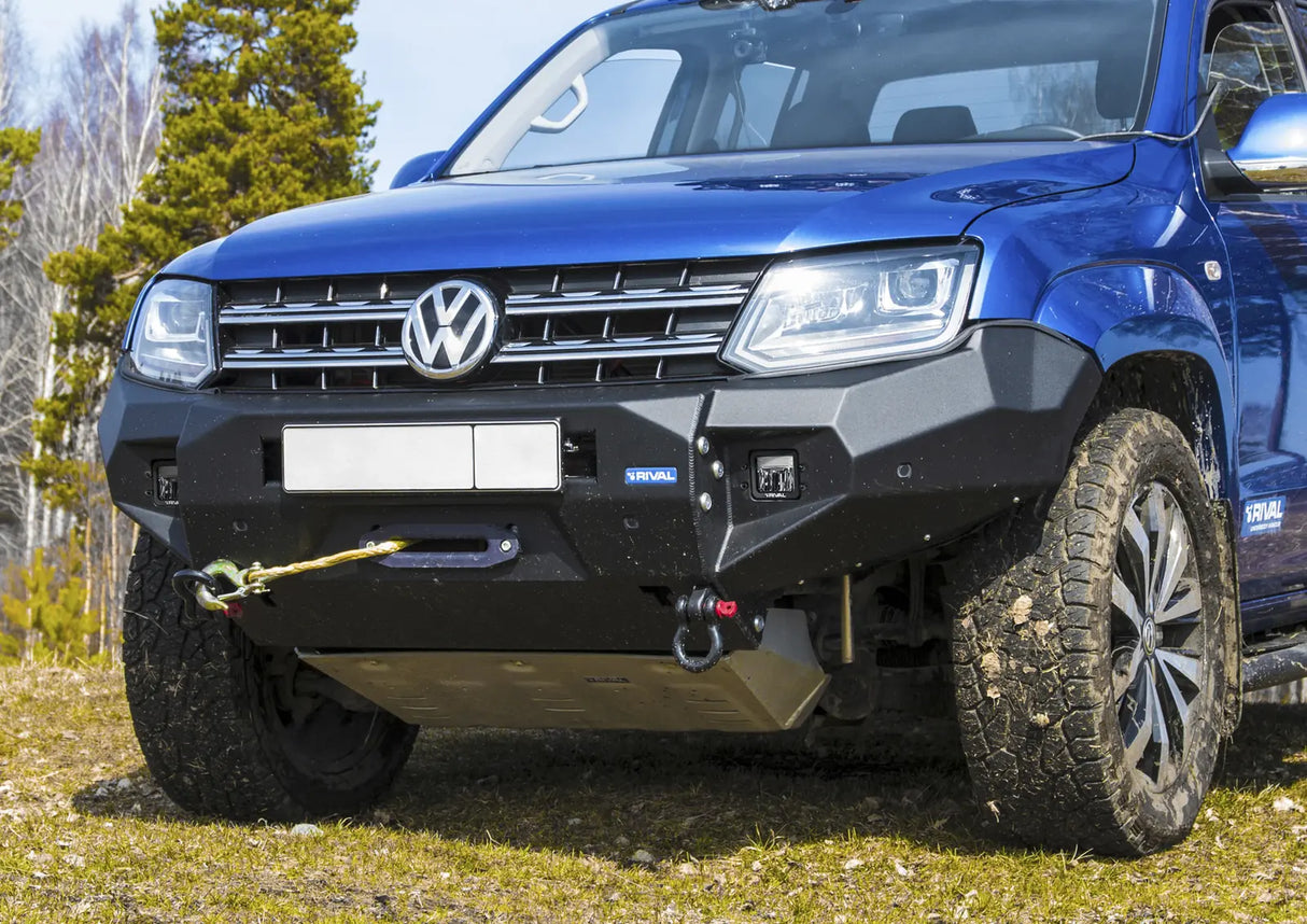 Volkswagen Amarok 2010–2021 aluminum front bumper installed close-up detail