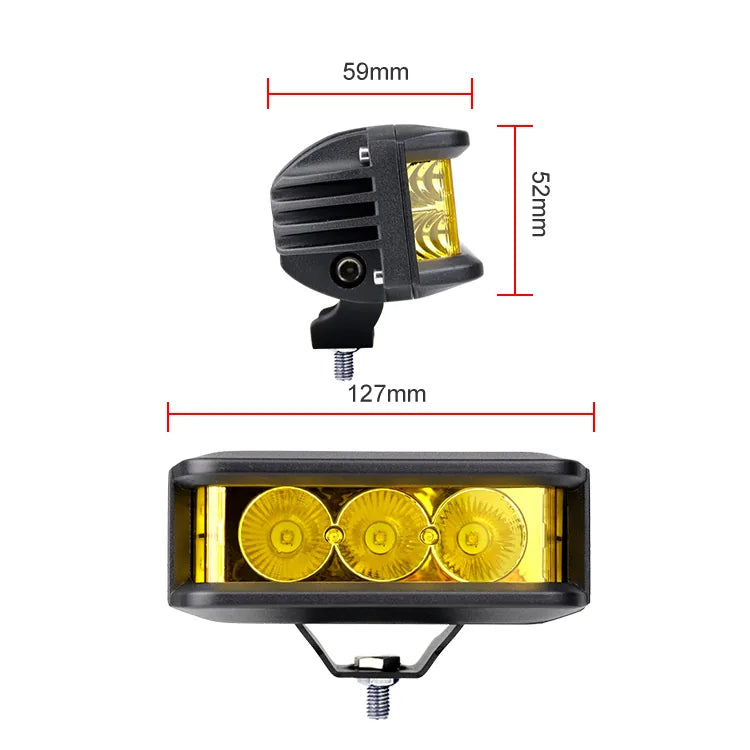 Wide-angle LED work light 35W amber – side angle