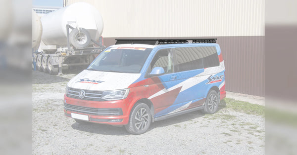 Van off-grid system with roof rack, solar setup and expedition-ready modular equipment