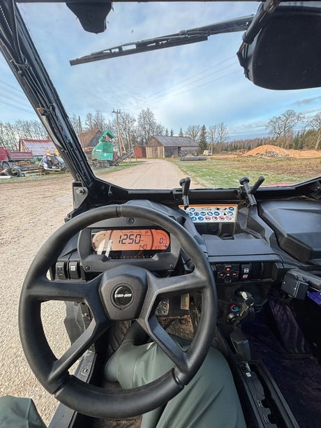 2021 Can-Am Maverick Trail 800 side-by-side – steering wheel interior detail view