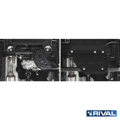 Ford Ranger Raptor (2019) RIVAL 4x4 transfer case skid plate – underbody protection installed view