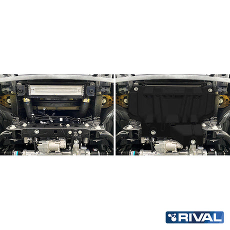 Ford Ranger (2022) RIVAL 4x4 radiator skid plate – underbody protection installed view