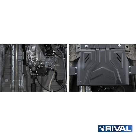 Mitsubishi L200 MQ / MR – Transfer Case RIVAL 4x4 transfer case skid plate – underbody protection installed view