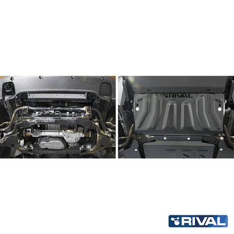 Nissan Navara NP300 (D23) RIVAL 4x4 radiator skid plate – underbody protection installed view