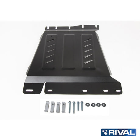 Nissan Navara NP300 (D23) RIVAL 4x4 gearbox skid plate – underbody protection close-up view