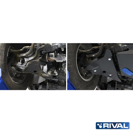 Nissan Navara NP300 (D23) RIVAL 4x4 skid plate – underbody protection installed view
