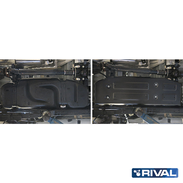 Toyota Hilux Revo – Fuel Tank RIVAL 4x4 fuel tank skid plate – underbody protection installed view