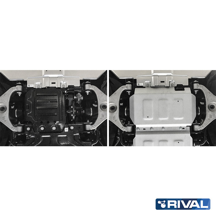 Ford Ranger Raptor (2019) RIVAL 4x4 engine skid plate – underbody protection installed view