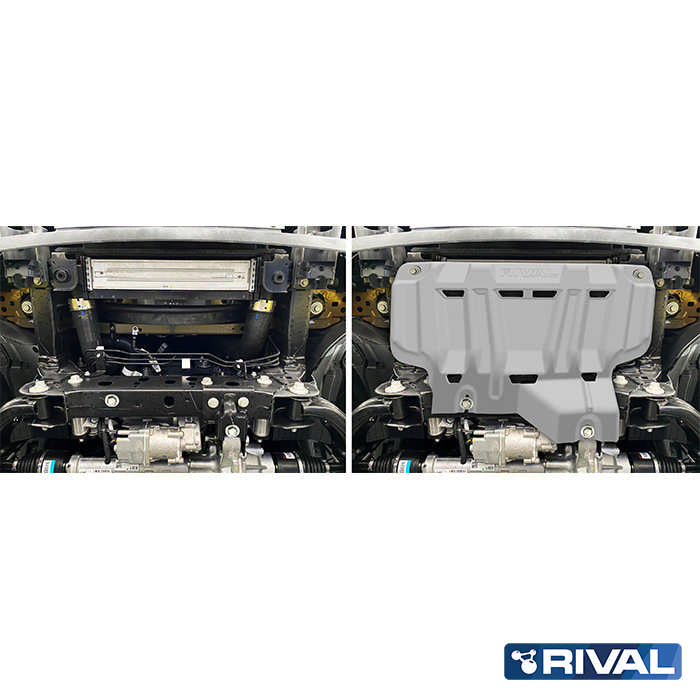 Ford Ranger (2022) RIVAL 4x4 radiator skid plate – underbody protection installed view