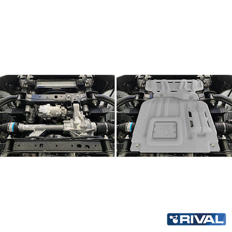 Ford Ranger Raptor (2022) RIVAL 4x4 engine skid plate – underbody protection installed view