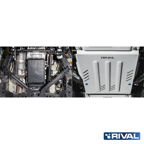 Ford Ranger Raptor (2022) RIVAL 4x4 gearbox skid plate – underbody protection installed view