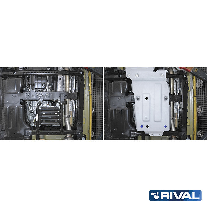 Jeep Wrangler – Gearbox & Transfer Case RIVAL 4x4 gearbox & transfer case skid plate – underbody protection installed view