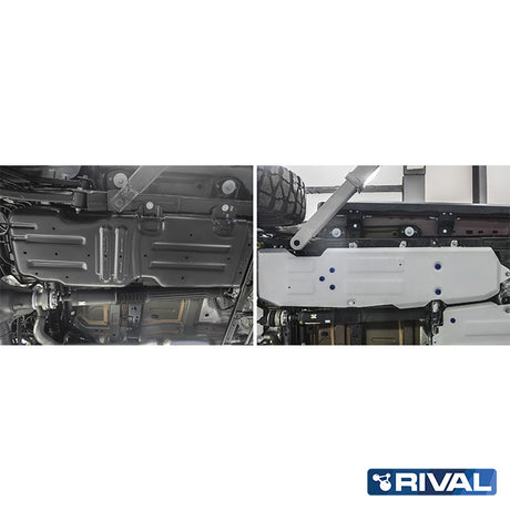 Jeep Wrangler – Fuel Tank RIVAL 4x4 fuel tank skid plate – underbody protection installed view