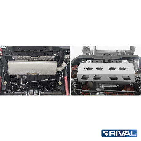 Jeep Wrangler – Exhaust Pipe RIVAL 4x4 skid plate – underbody protection installed view