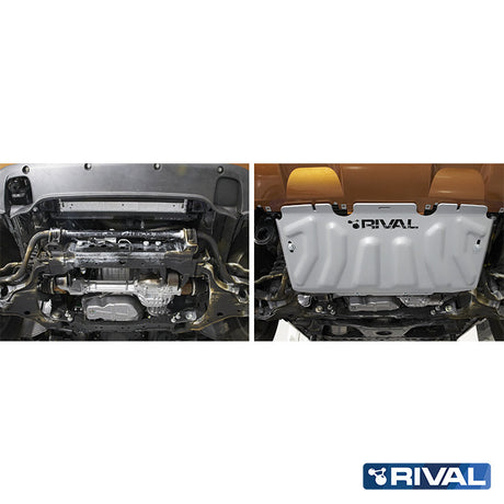 Nissan Navara NP300 (D23) RIVAL 4x4 radiator skid plate – underbody protection installed view