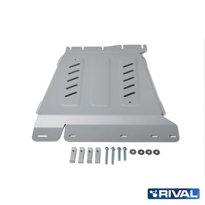 Nissan Navara NP300 (D23) RIVAL 4x4 gearbox skid plate – underbody protection installed view