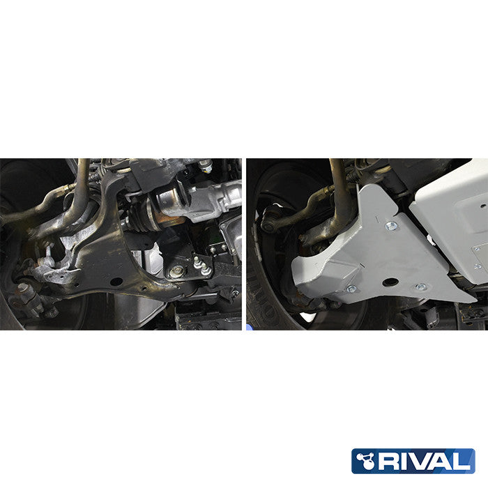 Nissan Navara NP300 (D23) RIVAL 4x4 skid plate – underbody protection installed view
