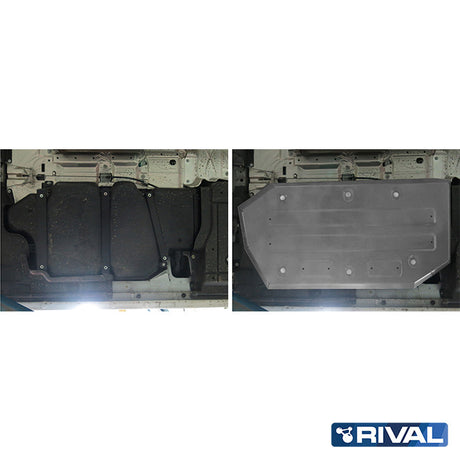 Volkswagen T5 – Fuel Tank RIVAL 4x4 fuel tank skid plate – underbody protection installed view
