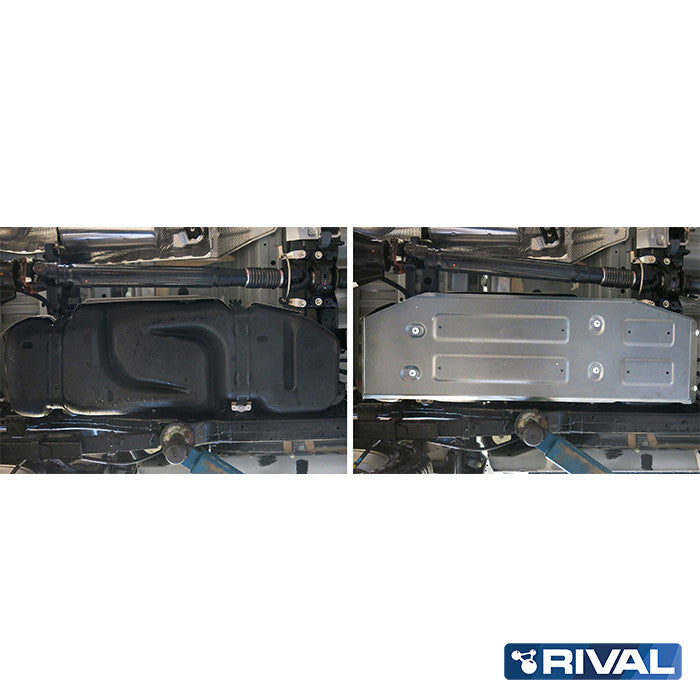 Toyota Hilux Revo – Fuel Tank RIVAL 4x4 fuel tank skid plate – underbody protection installed view