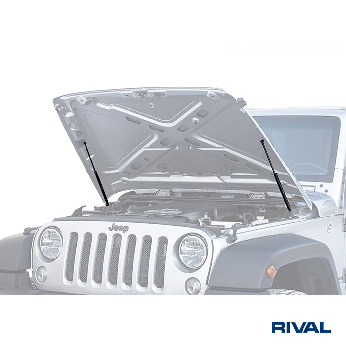 Jeep Wrangler RIVAL 4x4 Hood Struts for Jeep Wrangler – installed view