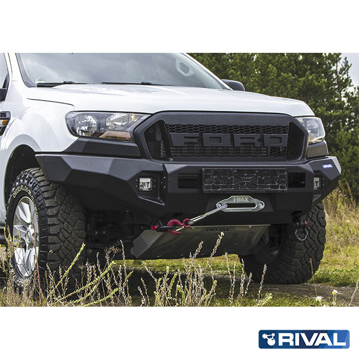 Ford Ranger RIVAL 4x4 aluminum front bumper – off-road protection installed view