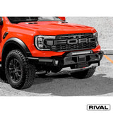 Ford Ranger Raptor (2022) RIVAL 4x4 aluminum front bumper – off-road protection installed view
