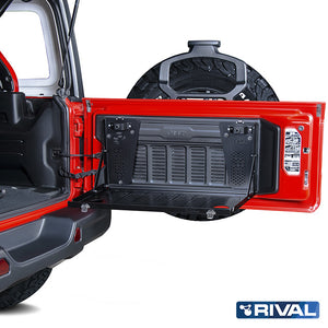 Jeep Wrangler JL (2018–Present) RIVAL 4x4 aluminum Aluminum Tailgate Table for Jeep Wrangler JL (2018–Present) – installed view